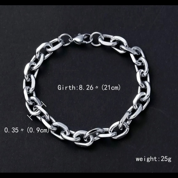 New Stainless Steel Curb Cuban Link Chain Bracelet - Picture 7 of 11